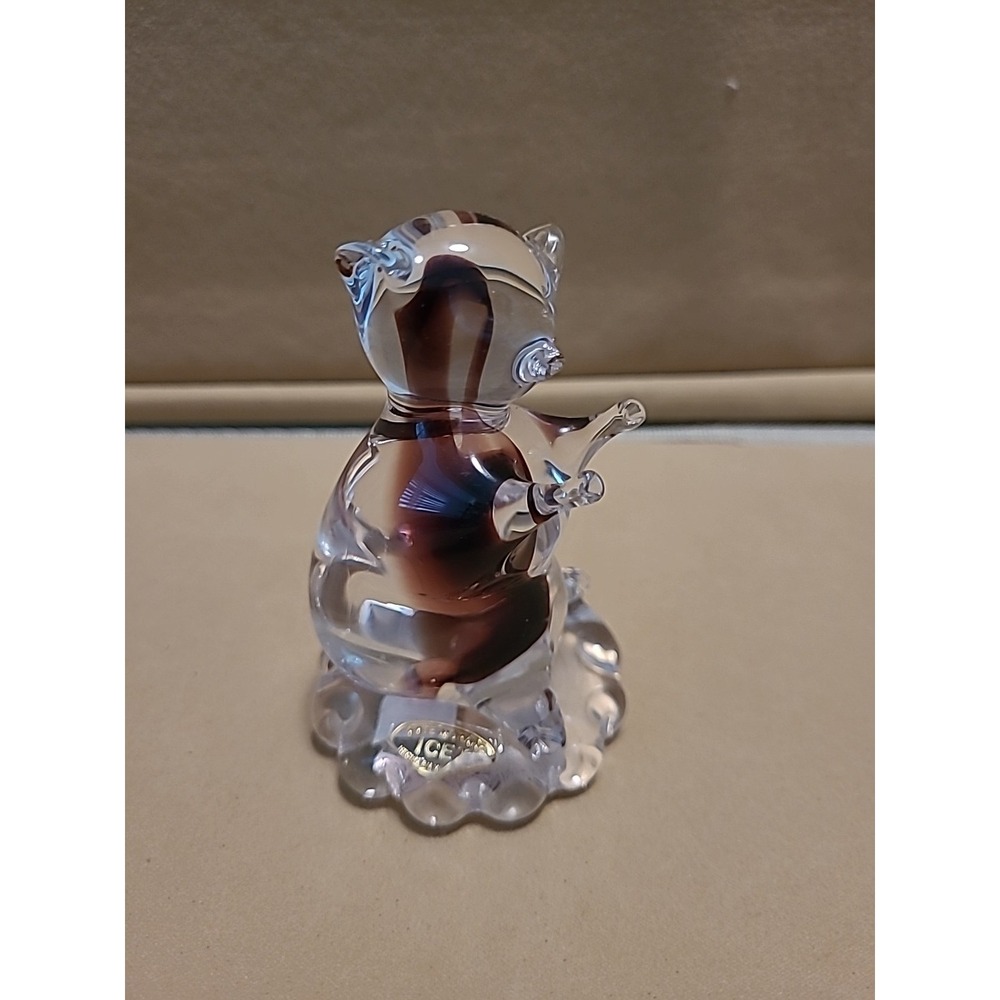 Vintage Glass Purple Encased Standing Bear 4" Arte Murano‎ ICET